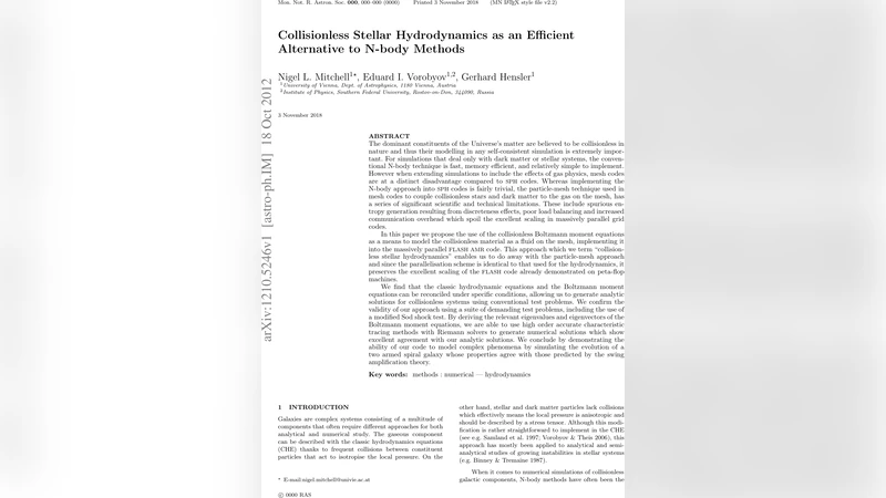 Collisionless Stellar Hydrodynamics as an Efficient Alternative to   N-body Methods