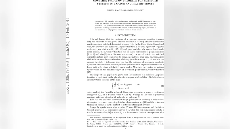 Converse Lyapunov Theorems for Switched Systems in Banach and Hilbert   Spaces