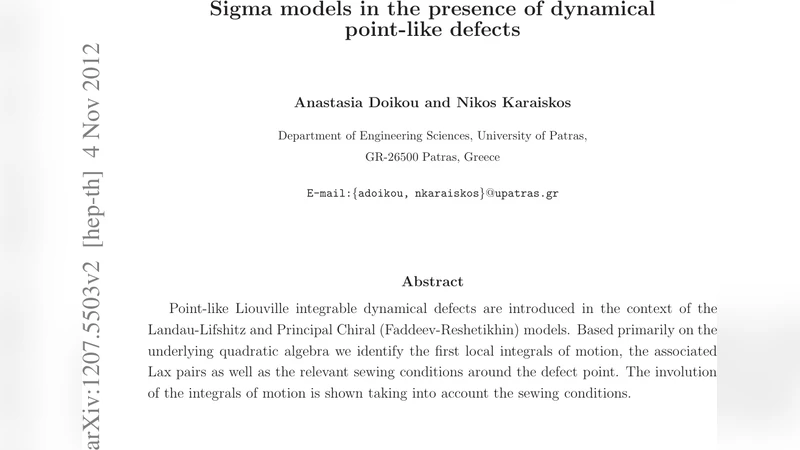Sigma models in the presence of dynamical point-like defects