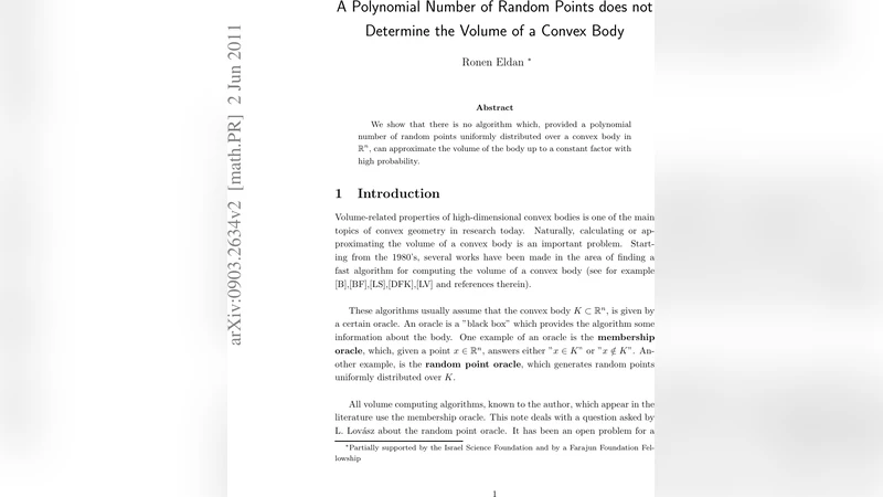 A Polynomial Number of Random Points does not Determine the Volume of a   Convex Body