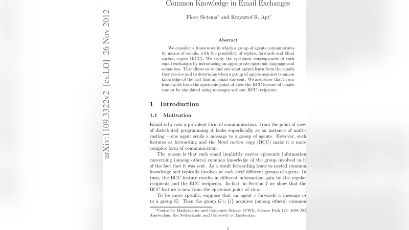 Common Knowledge in Email Exchanges