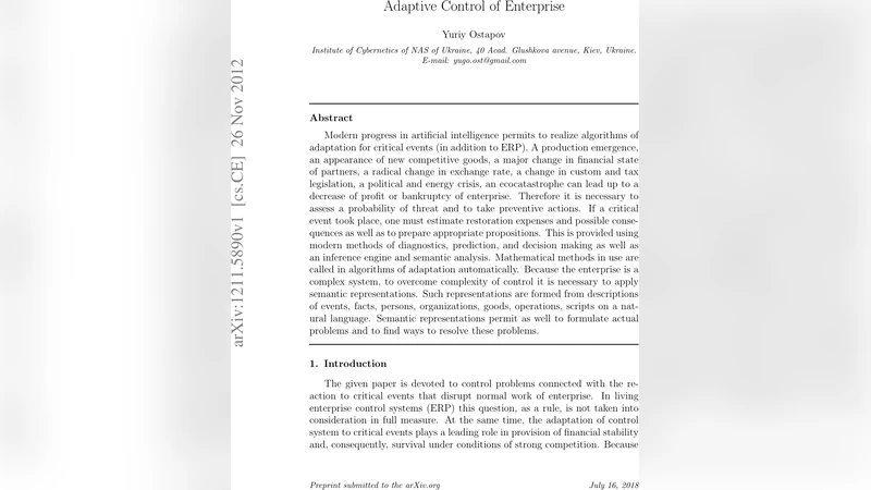 Adaptive Control of Enterprise