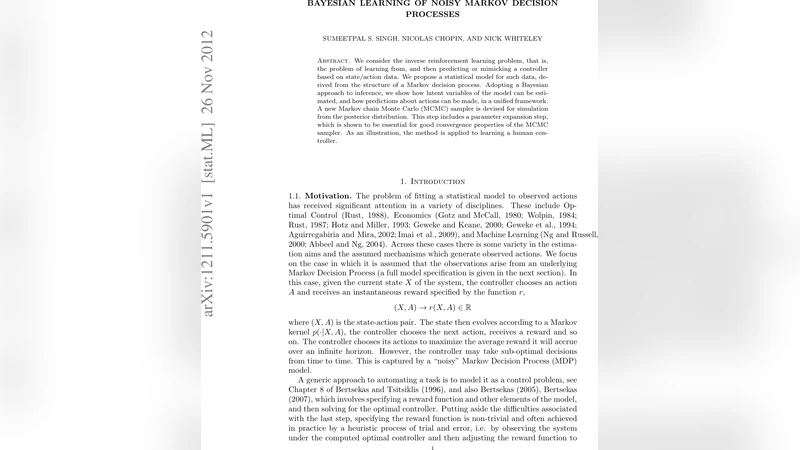 Bayesian learning of noisy Markov decision processes