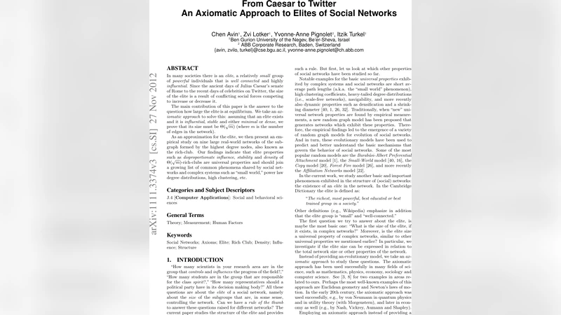 From Caesar to Twitter: An Axiomatic Approach to Elites of Social   Networks