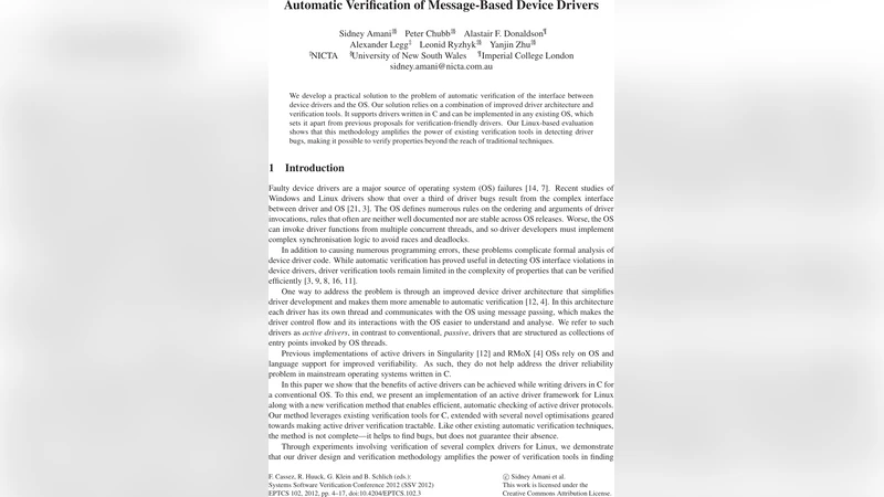 Automatic Verification of Message-Based Device Drivers