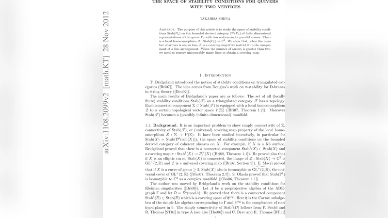 The space of stability conditions for quivers with two vertices