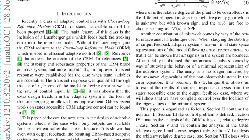 Closed-loop Reference Models for Output-Feedback Adaptive Systems