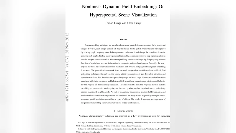 Nonlinear Dynamic Field Embedding: On Hyperspectral Scene Visualization