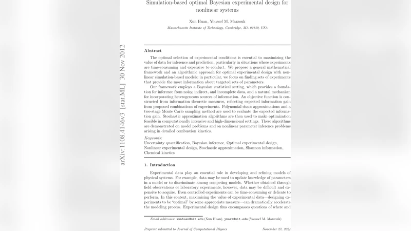 Simulation-based optimal Bayesian experimental design for nonlinear   systems