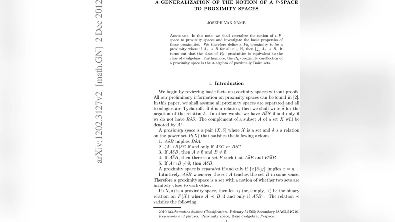 A Generalization of the notion of a $P$-space to proximity spaces