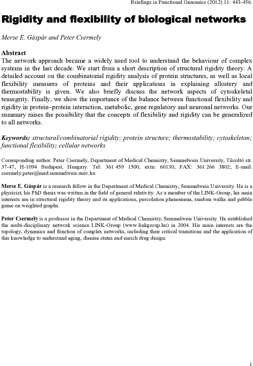 Rigidity and flexibility of biological networks