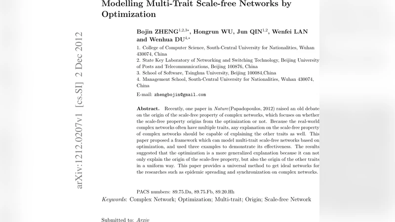 Modelling Multi-Trait Scale-free Networks by Optimization