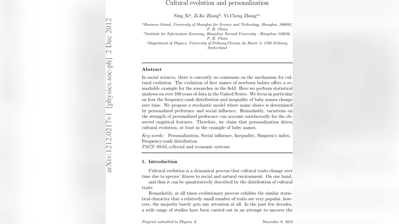 Cultural evolution and personalization