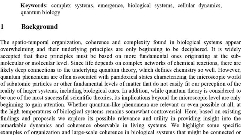 A Broader Perspective about Organization and Coherence in Biological   Systems