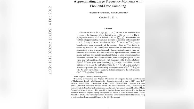 Approximating Large Frequency Moments with Pick-and-Drop Sampling