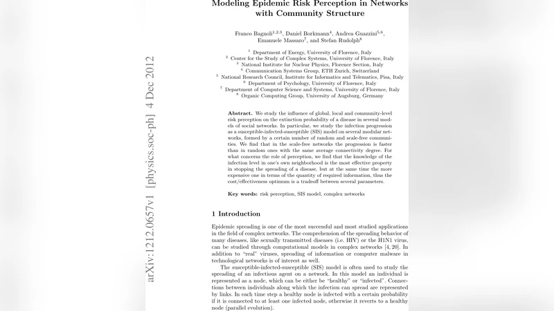 Modeling Risk Perception in Networks with Community Structure