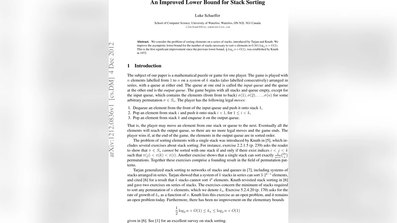 An Improved Lower Bound for Stack Sorting