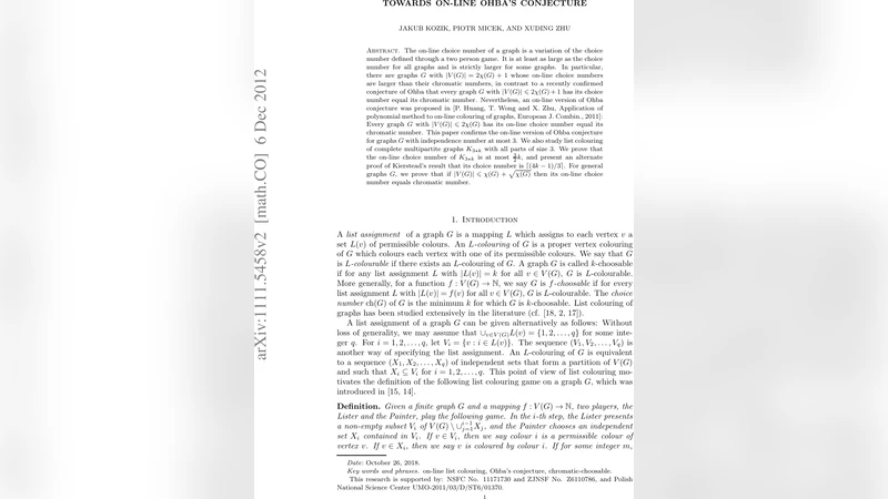 Towards on-line Ohbas conjecture