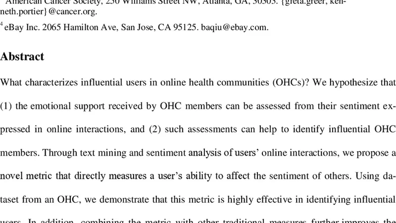 Finding influential users of an online health community: a new metric   based on sentiment influence