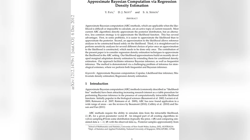 Approximate Bayesian Computation via Regression Density Estimation