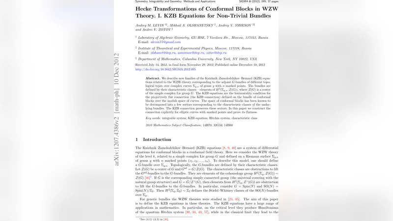 Hecke Transformations of Conformal Blocks in WZW Theory. I. KZB   Equations for Non-Trivial Bundles