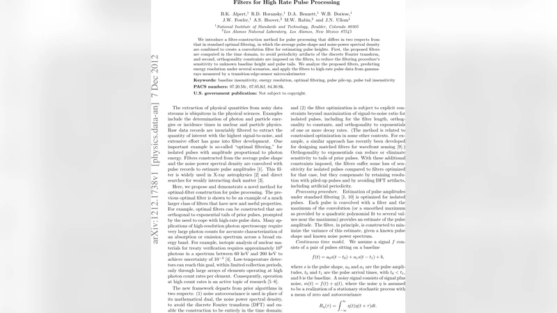 Filters for High Rate Pulse Processing