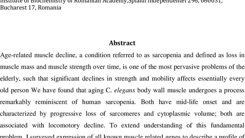 In the search of molecular signature of sarcopenia in C. elegans