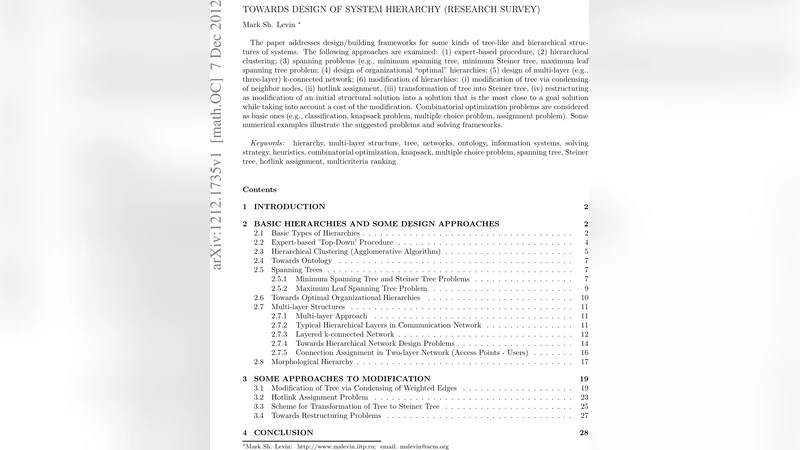 Towards Design of System Hierarchy (research survey)