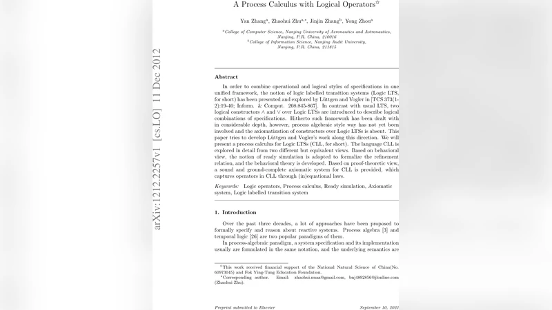 A Process Calculus with Logical Operators