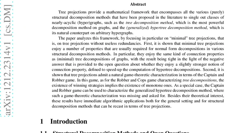 Tree Projections and Structural Decomposition Methods: Minimality and   Game-Theoretic Characterization