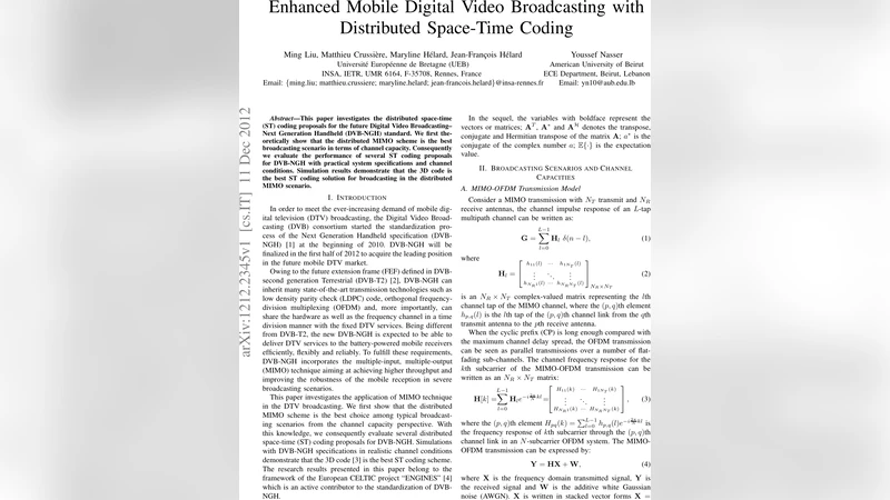 Enhanced Mobile Digital Video Broadcasting with Distributed Space-Time   Coding