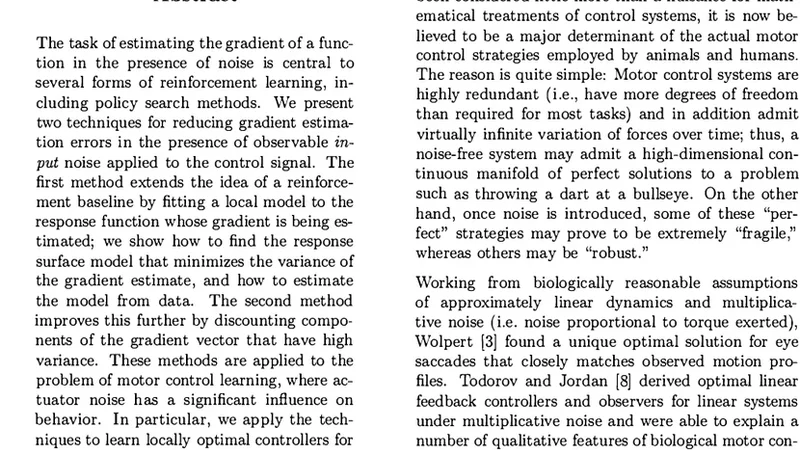 Efficient Gradient Estimation for Motor Control Learning