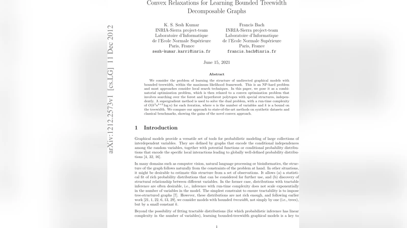 Convex Relaxations for Learning Bounded Treewidth Decomposable Graphs