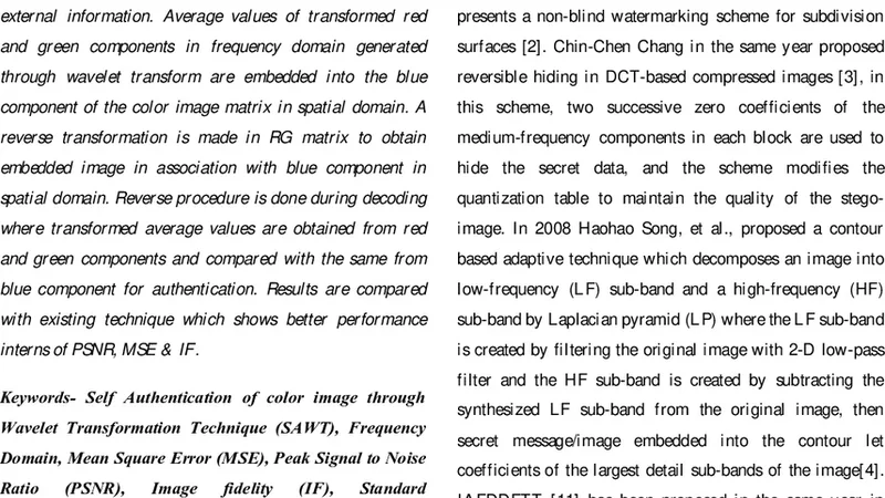 Self Authentication of color image through Wavelet Transformation   Technique (SAWT)