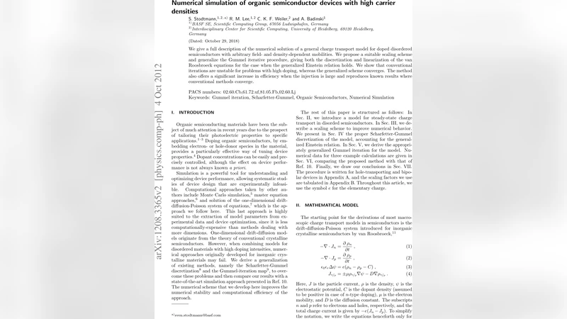 Numerical simulation of organic semiconductor devices with high carrier   densities