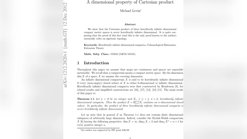 A dimensional property of Cartesian product