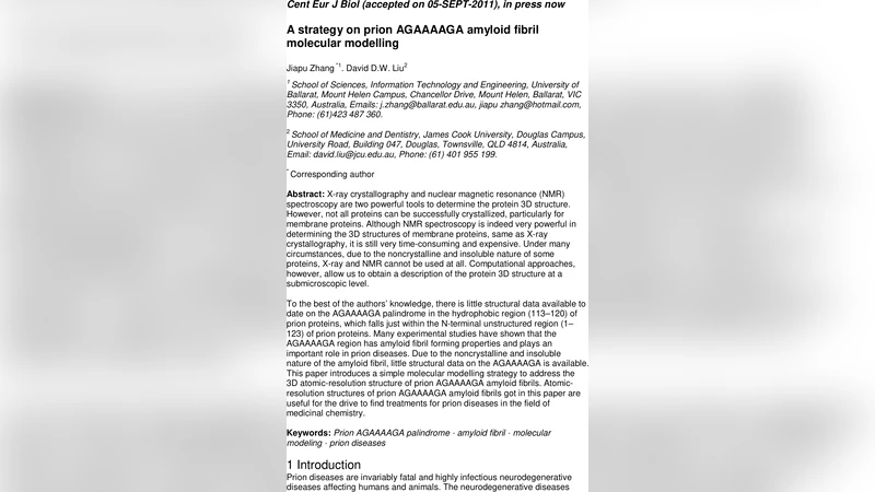 A strategy on prion AGAAAAGA amyloid fibril molecular modelling