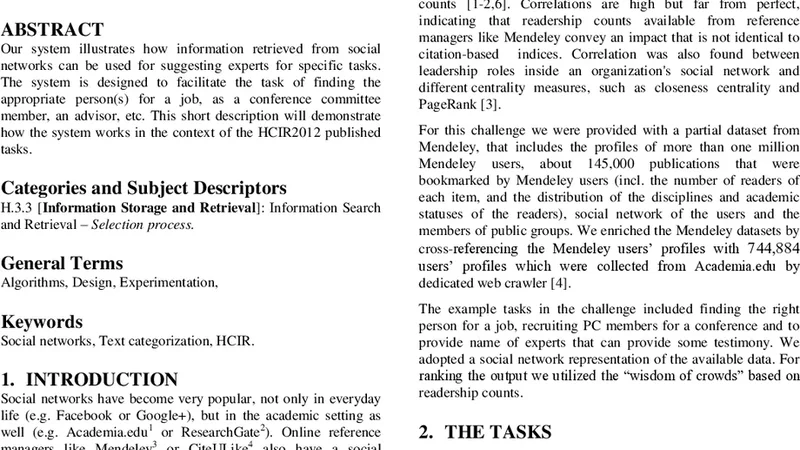 Social Network Based Search for Experts