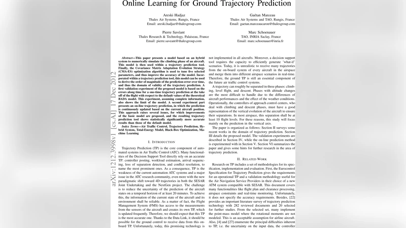 Online Learning for Ground Trajectory Prediction