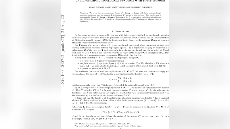 On monomorphic topological functors with finite supports