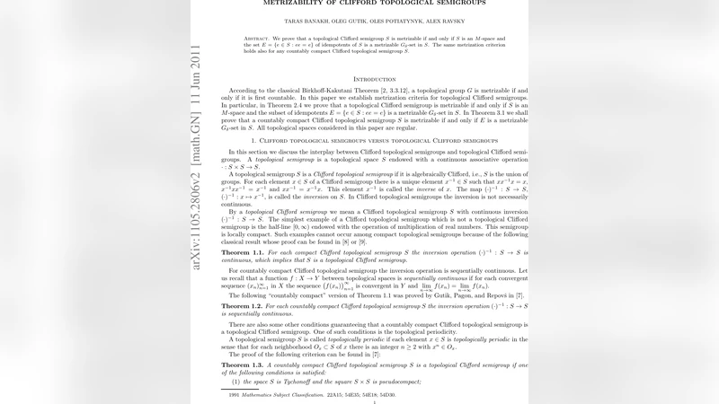 Metrizability of Clifford topological semigroups