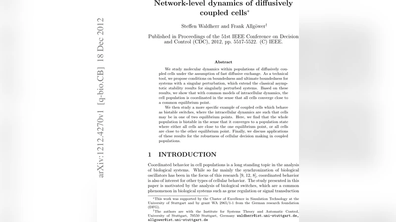 Network-level dynamics of diffusively coupled cells