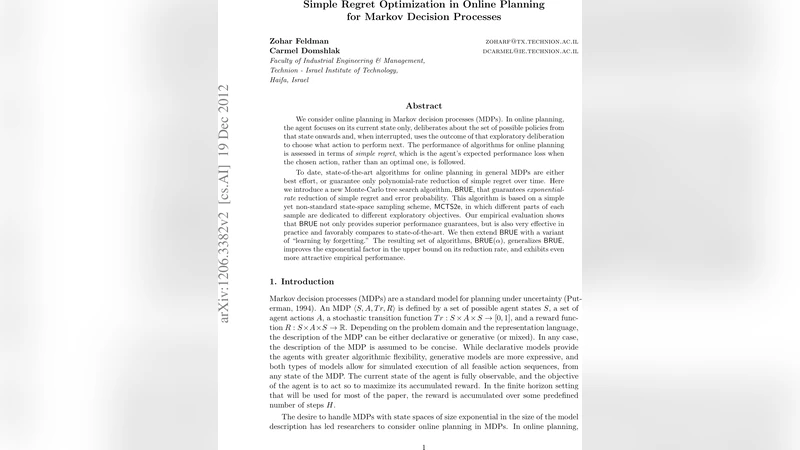 Simple Regret Optimization in Online Planning for Markov Decision   Processes