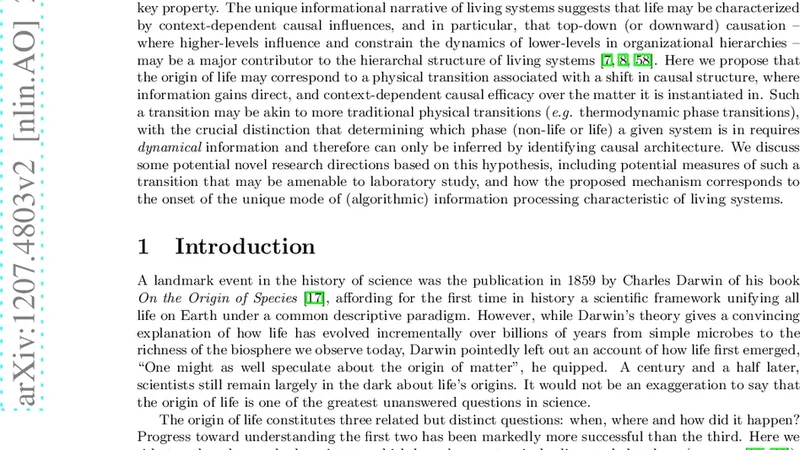 The Algorithmic Origins of Life