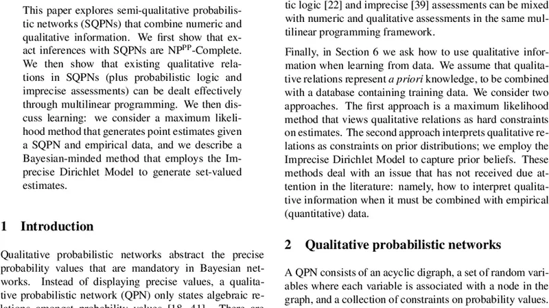 Belief Updating and Learning in Semi-Qualitative Probabilistic Networks