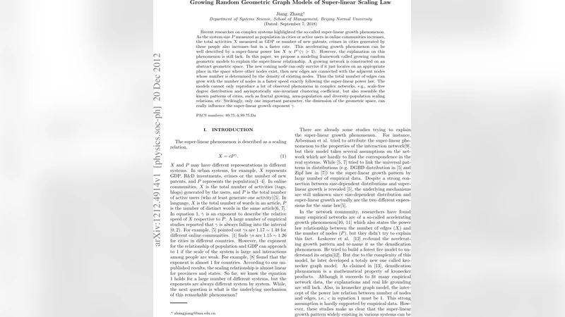 Growing Random Geometric Graph Models of Super-linear Scaling Law