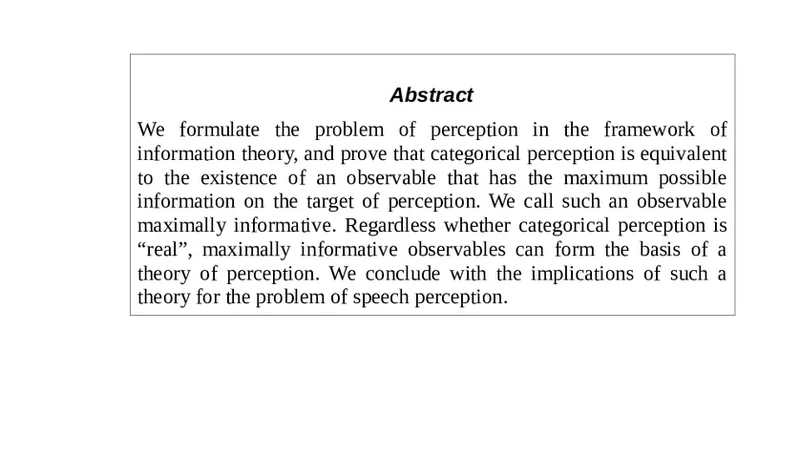 Maximally Informative Observables and Categorical Perception