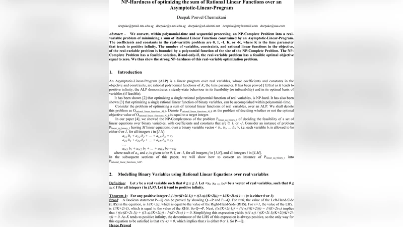 NP-Hardness of optimizing the sum of Rational Linear Functions over an   Asymptotic-Linear-Program