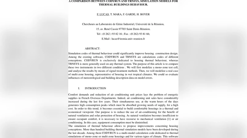 A Comparison between CODYRUN and TRNSYS, simulation models for thermal   buildings behaviour