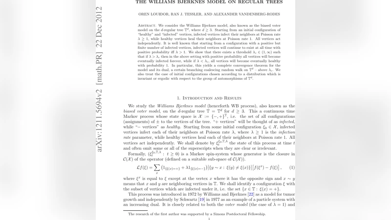 The Williams Bjerknes Model on Regular Trees